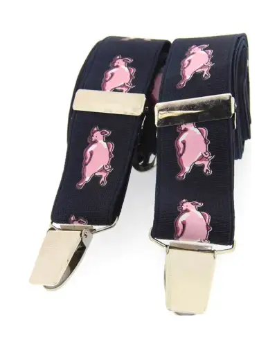 Soprano Funny Pigs 35Mm X Style Braces | Soprano Ties ST BRACE PIG NAVY