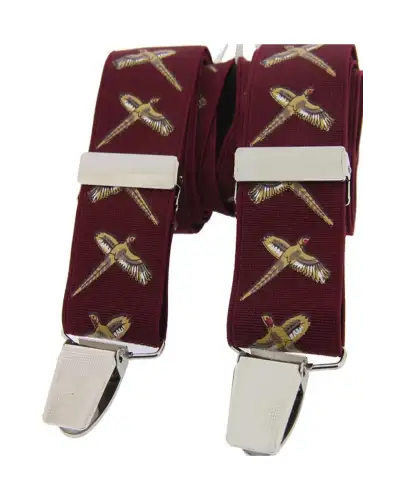 Braces Soprano Ties Soprano Flying Pheasant Burgundy 35Mm X Style Braces £26.00