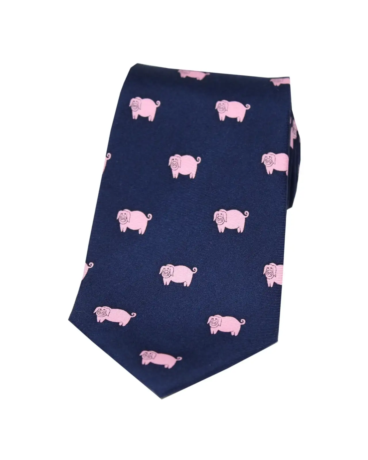 Silk Ties Soprano Ties Soprano Pink Pigs On Navy Blue Ground Country Silk Tie £23.00