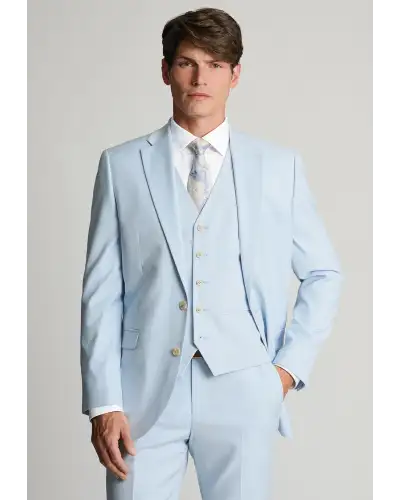 Waistcoats Brook Taverner Tailored Fit Hayton Sky Blue Textured Suit Waistcoat £45.00