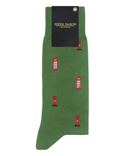 Men PEPER HAROW Post Box Mens Socks - Green £17.00