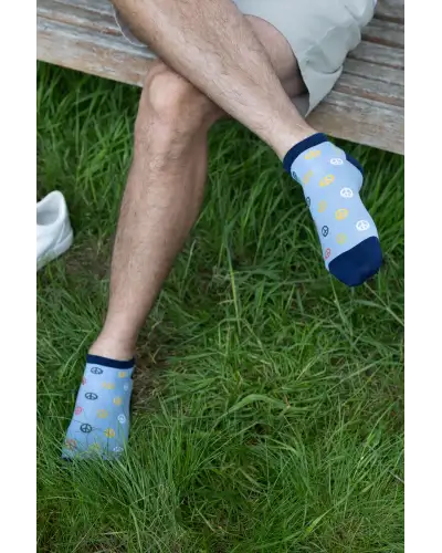 Men PEPER HAROW Peace Mens Trainer Socks - Light Blue £13.00