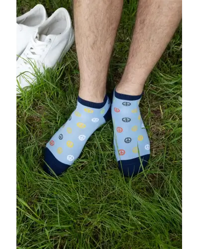 Men PEPER HAROW Peace Mens Trainer Socks - Light Blue £13.00
