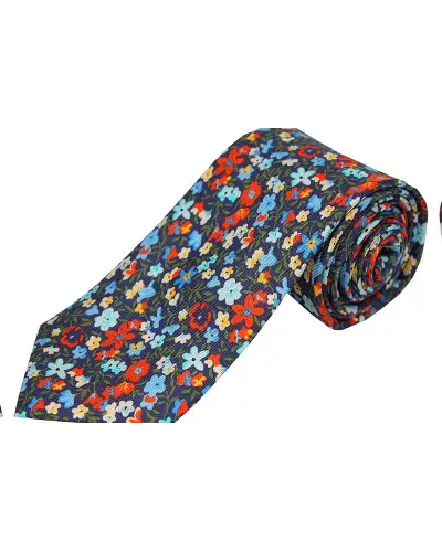 Posh & Dandy Ties Soprano Ties Posh and Dandy Small Multi Coloured Flowers Printed Silk Tie £27.00