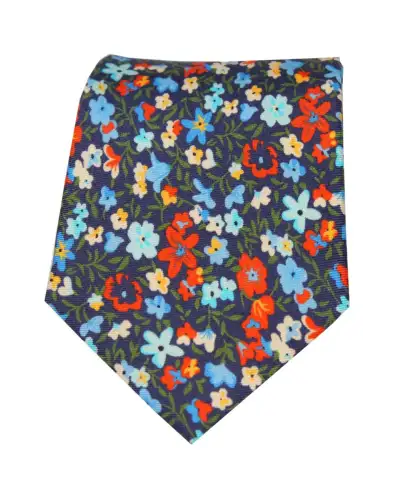 Posh & Dandy Ties Soprano Ties Posh and Dandy Small Multi Coloured Flowers Printed Silk Tie £27.00