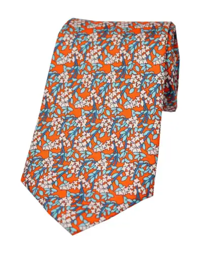 Posh & Dandy Ties Soprano Ties Orange Floral Posh And Dandy Silk Tie £27.00