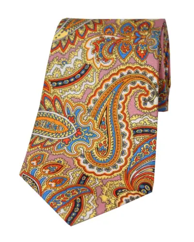 Posh & Dandy Ties Soprano Ties Pink With Large Paisley Pattern Posh And Dandy Silk Tie £27.00