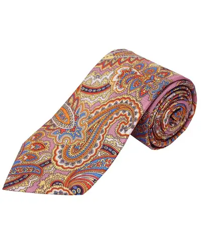 Posh & Dandy Ties Soprano Ties Pink With Large Paisley Pattern Posh And Dandy Silk Tie £27.00