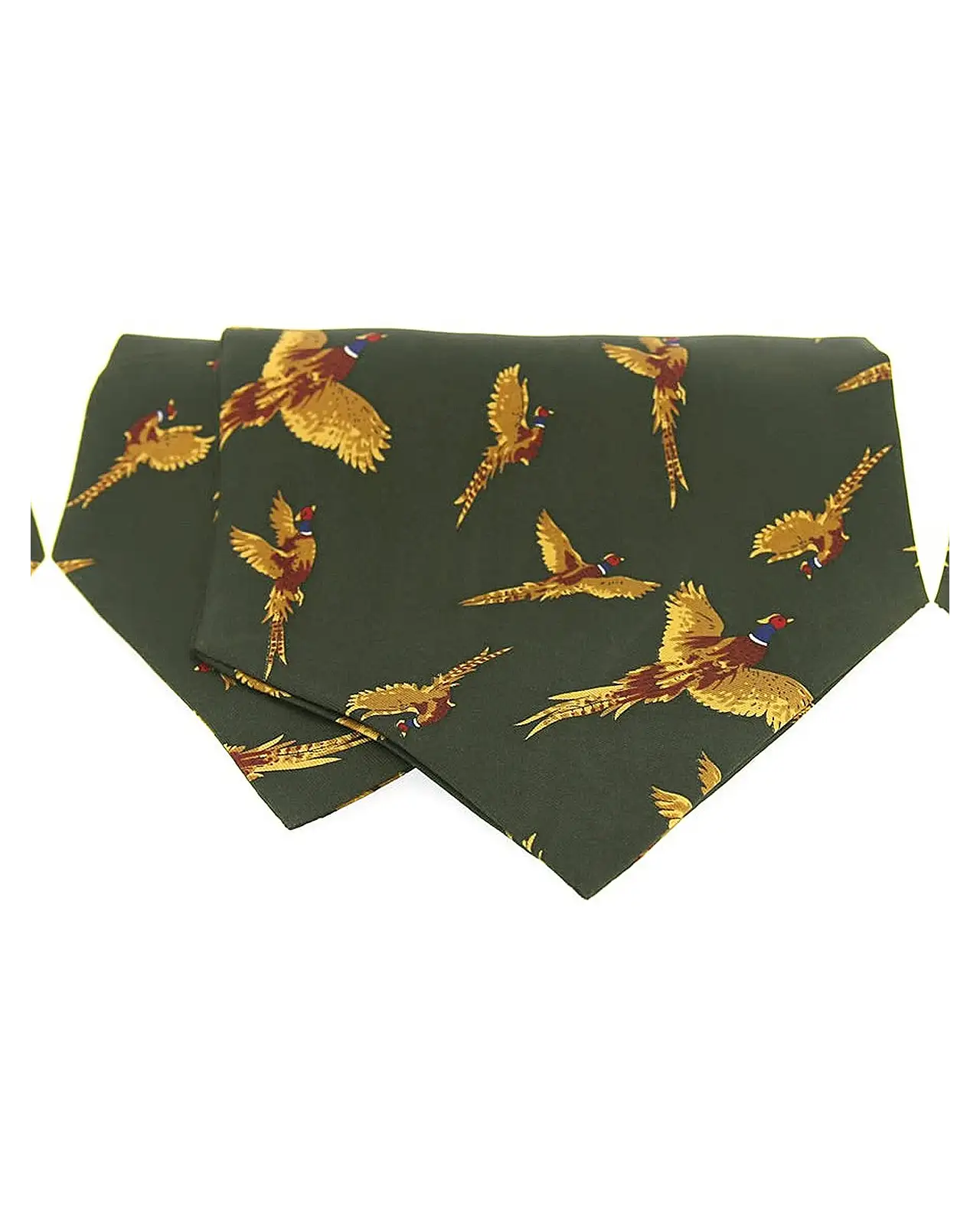 Cravats Soprano Ties Soprano Silk Twill Flying Pheasants Cravat On Green Ground £17.00