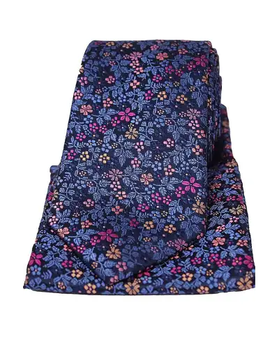 Silk Hankies Soprano Ties Posh and Dandy Navy Blue Ground With Multi Coloured Flowers Silk Tie and Hanky £45.00
