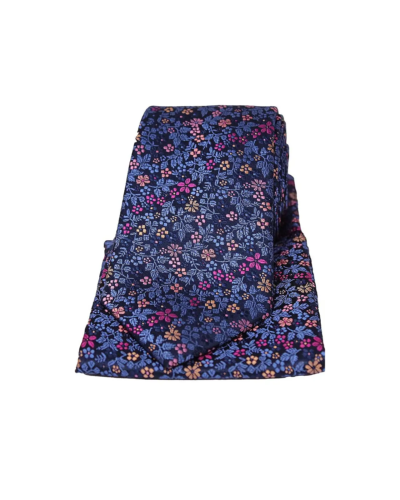 Silk Hankies Soprano Ties Posh and Dandy Navy Blue Ground With Multi Coloured Flowers Silk Tie and Hanky £45.00