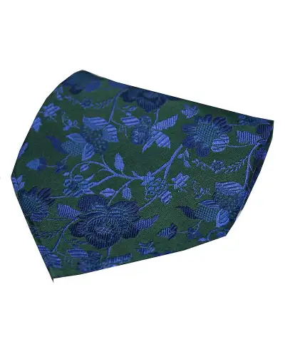 Silk Hankies Soprano Ties Soprano Green With Blue Floral Pattern Silk Handkerchief £9.00