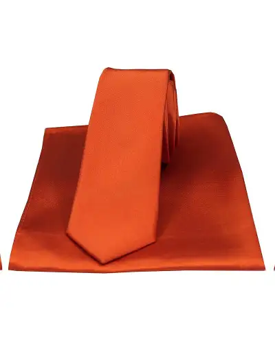 Silk Hankies Soprano Ties Soprano Thin Burnt Orange Silk Tie And Hanky Set £23.00