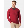 Jumpers Brook Taverner Dorset Claret Cotton Merino V-Neck Jumper £54.00