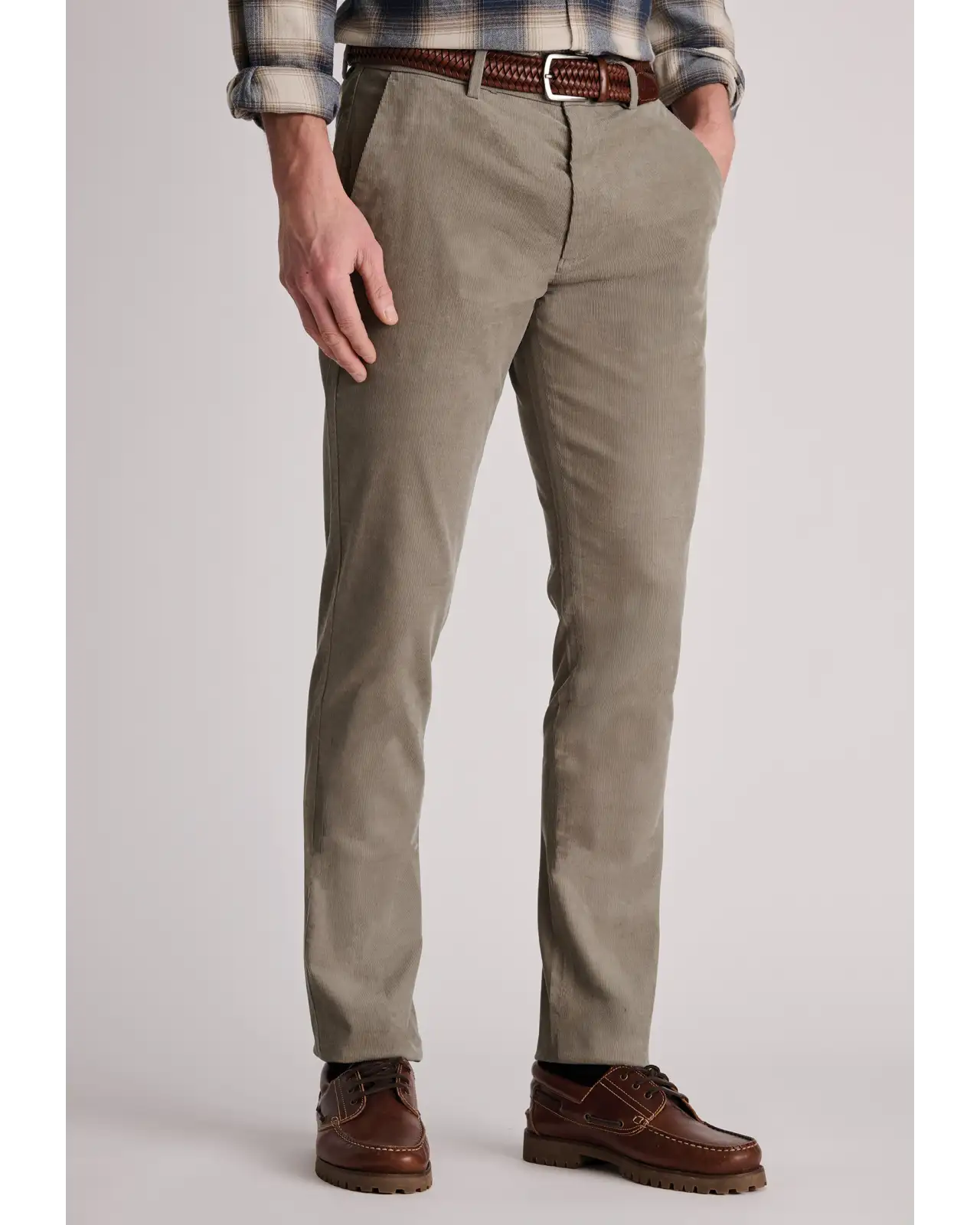 Trousers Brook Taverner Tailored Fit Holford Stone Needlecord Stretch Cotton Trousers £54.00