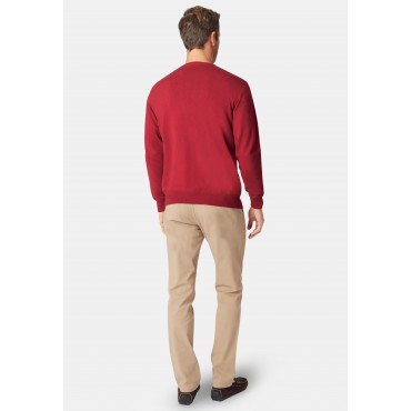 Jumpers Brook Taverner Dorset Claret Cotton Merino V-Neck Jumper £54.00