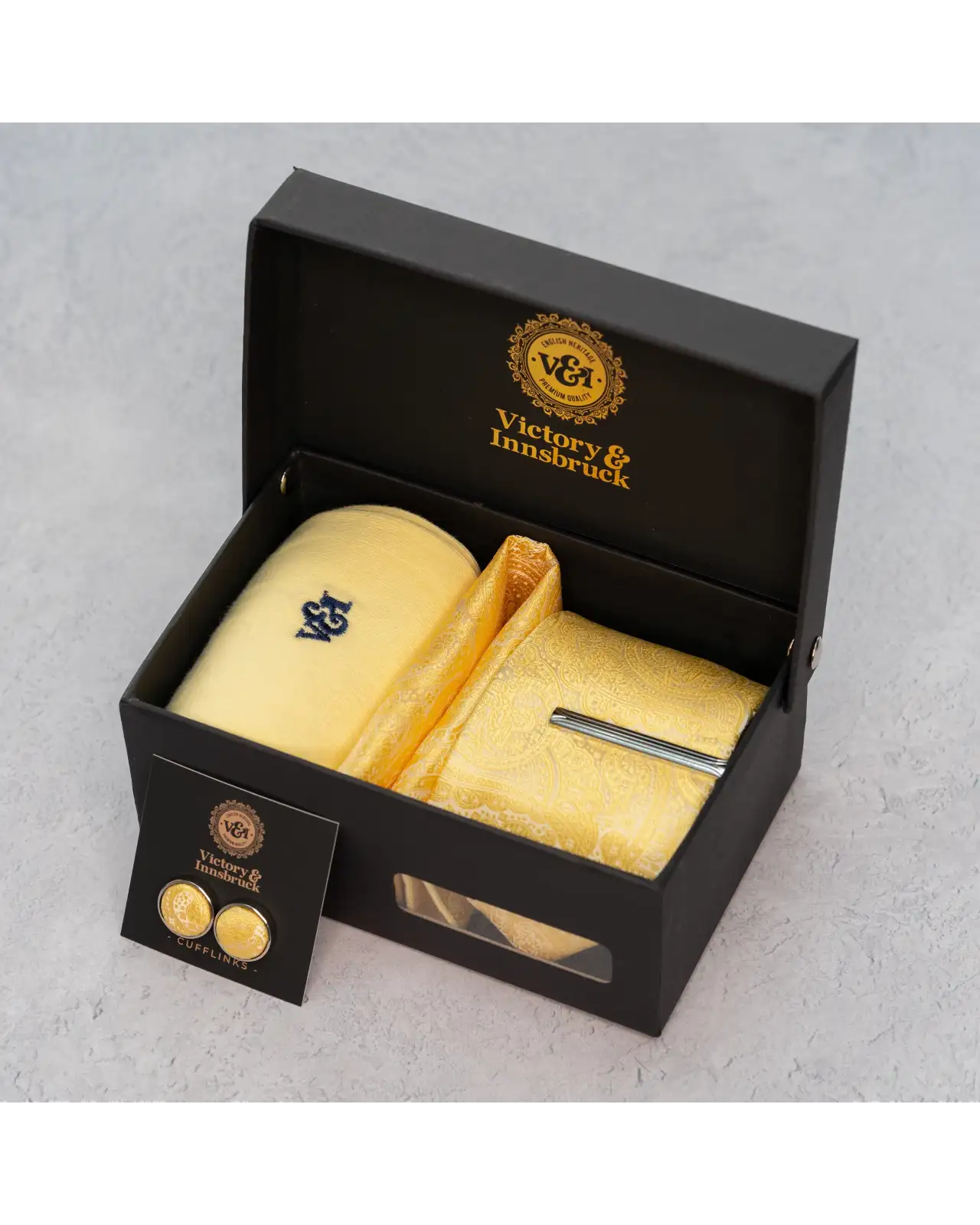 Tie Gift Sets Victory and Innsbruck Buttercup Yellow Paisley Tie Set £45.00