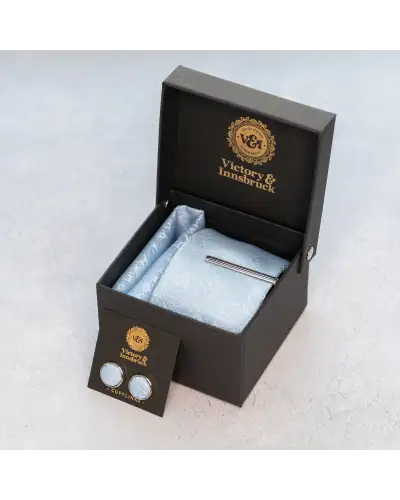 Tie Gift Sets Victory and Innsbruck Light Blue Paisley Tie Set £50.00