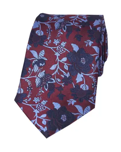 Silk Ties Soprano Ties Soprano Wine And Blue Floral Patterned Silk Tie £24.00
