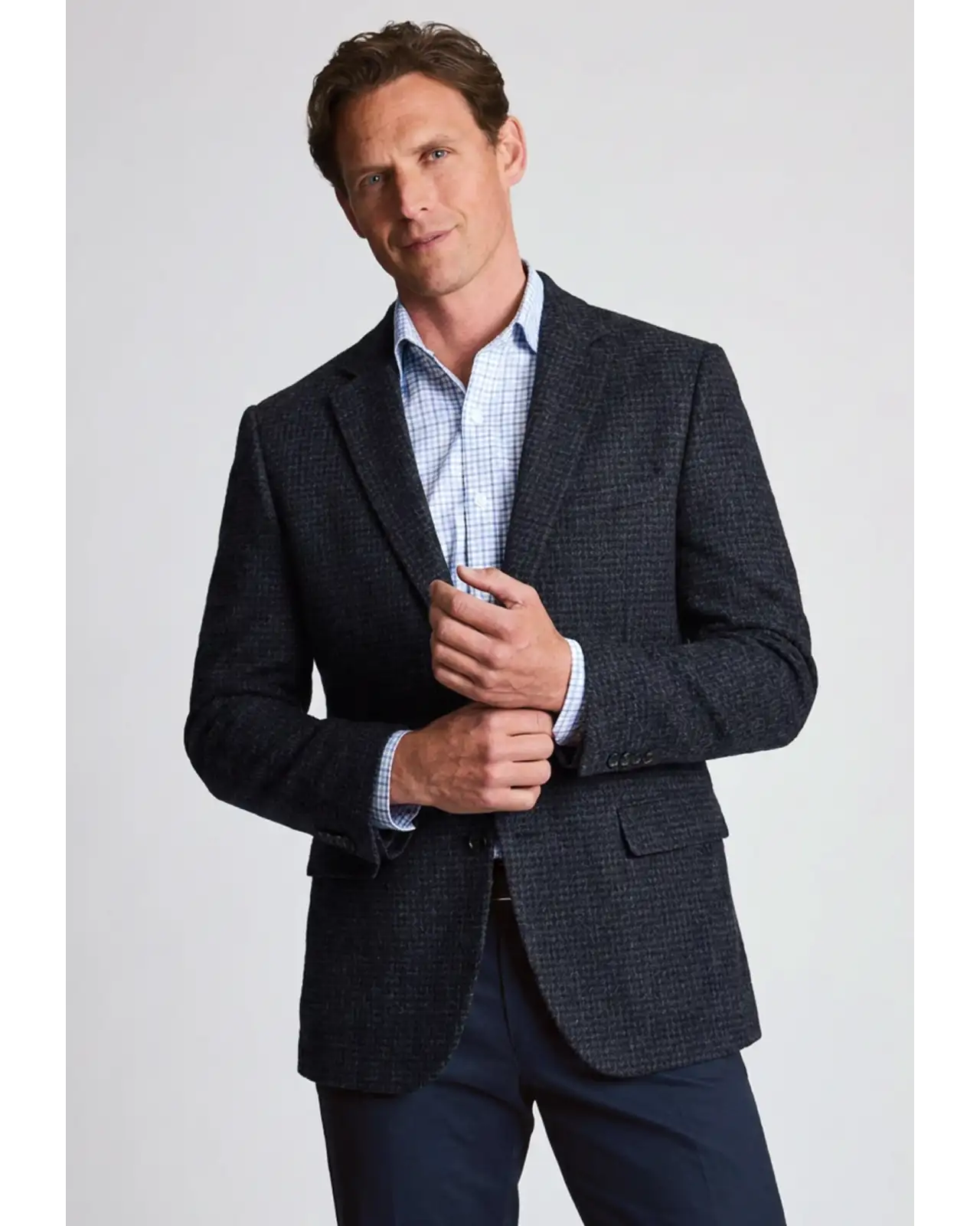 Jackets Brook Taverner Tailored Fit Lawford Dark Blue British Wool Blend Houndstooth Jacket £179.00