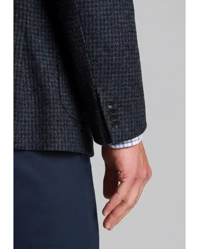Jackets Brook Taverner Tailored Fit Lawford Dark Blue British Wool Blend Houndstooth Jacket £179.00