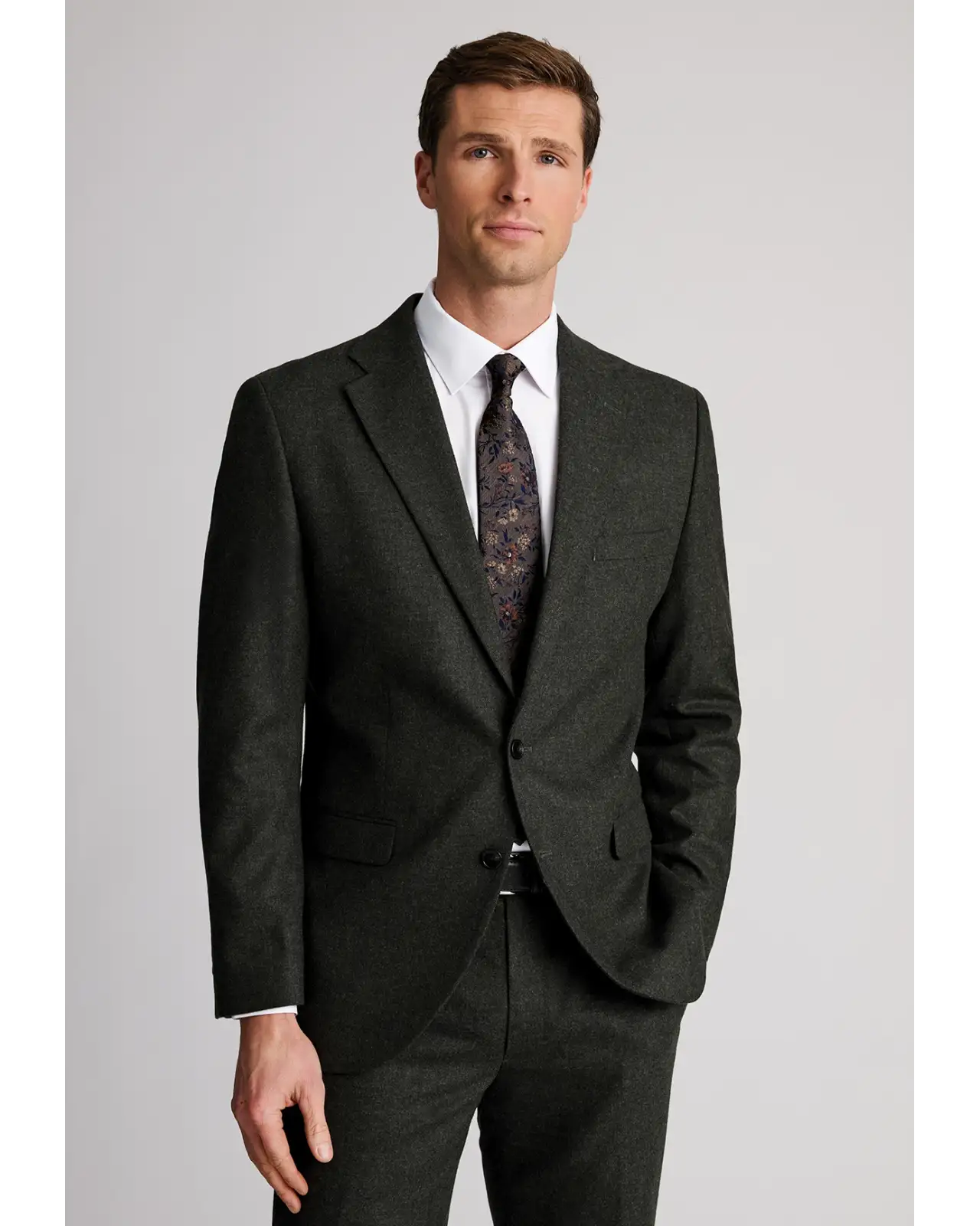 Suit Jackets Brook Taverner Tailored Fit Kelston Khaki Italian Wool Blend Donegal Suit Jacket £134.00