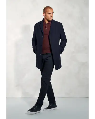 Outerwear, Overcoat - Hutchinson Navy Wool Blend Overcoat | Brook Taverner BT 9153A Outerwear | Overcoat