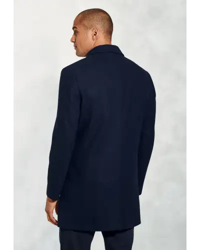 Outerwear, Overcoat - Hutchinson Navy Wool Blend Overcoat | Brook Taverner BT 9153A Outerwear | Overcoat