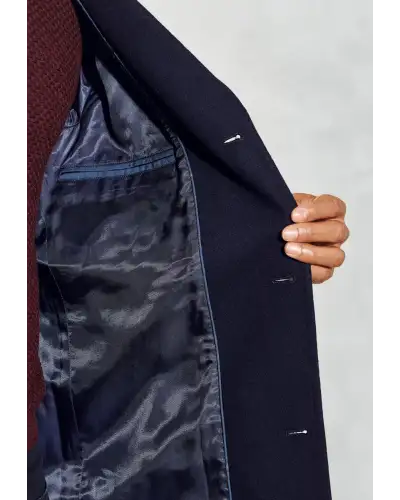 Outerwear, Overcoat - Hutchinson Navy Wool Blend Overcoat | Brook Taverner BT 9153A Outerwear | Overcoat