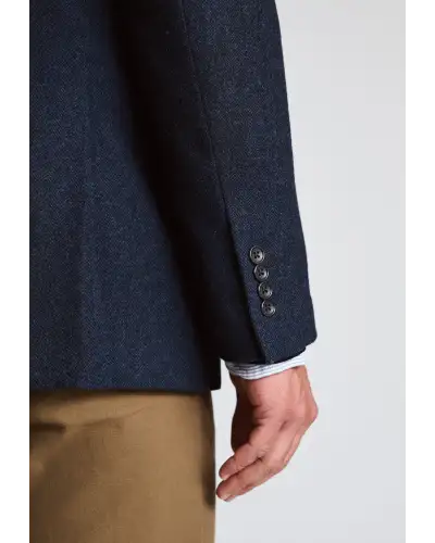 Tailored Fit Dunster Navy Wool Blend Herringbone Jacket | Brook Taverner BT 5521AT Jacket