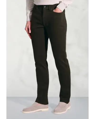 Trousers, Fit Trouser - Tailored Fit Fredericks Khaki 5 Pocket Italian Twill Stretch Cotton Trousers | Brook Taverner BT 8067CT 