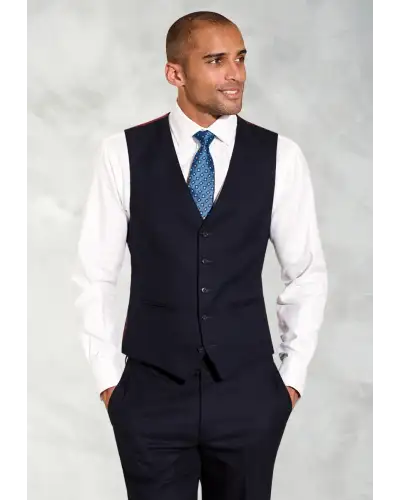 Wool Suits Brook Taverner Tailored Fit Wells Navy Wool Blend Waistcoat £45.00