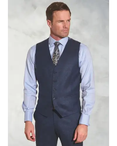 Three Piece Suits Brook Taverner Tailored Fit Clifford Navy Donegal Wool Suit Waistcoat £72.00