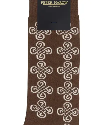 Men PEPER HAROW Knot Mens Socks - Brown £12.00