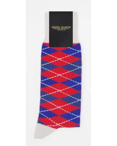 Men PEPER HAROW Argyle Mens Socks - Crimson £9.00