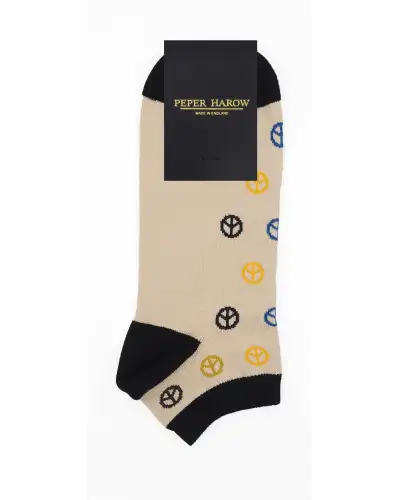 Men PEPER HAROW Peace Mens Trainer Socks - Beige £7.00