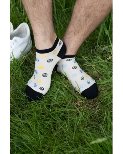 Men PEPER HAROW Peace Mens Trainer Socks - Beige £7.00