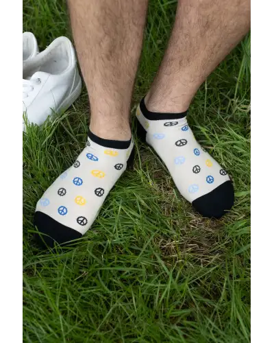 Men PEPER HAROW Peace Mens Trainer Socks - Beige £7.00