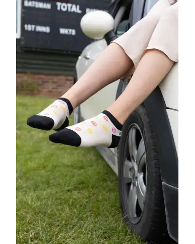 Women PEPER HAROW Peace Womens Trainer Socks - Beige £5.00
