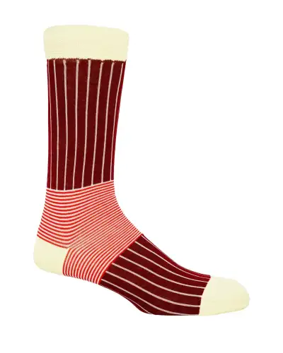 Men PEPER HAROW Oxford Stripe Mens Socks - Burgundy £16.00