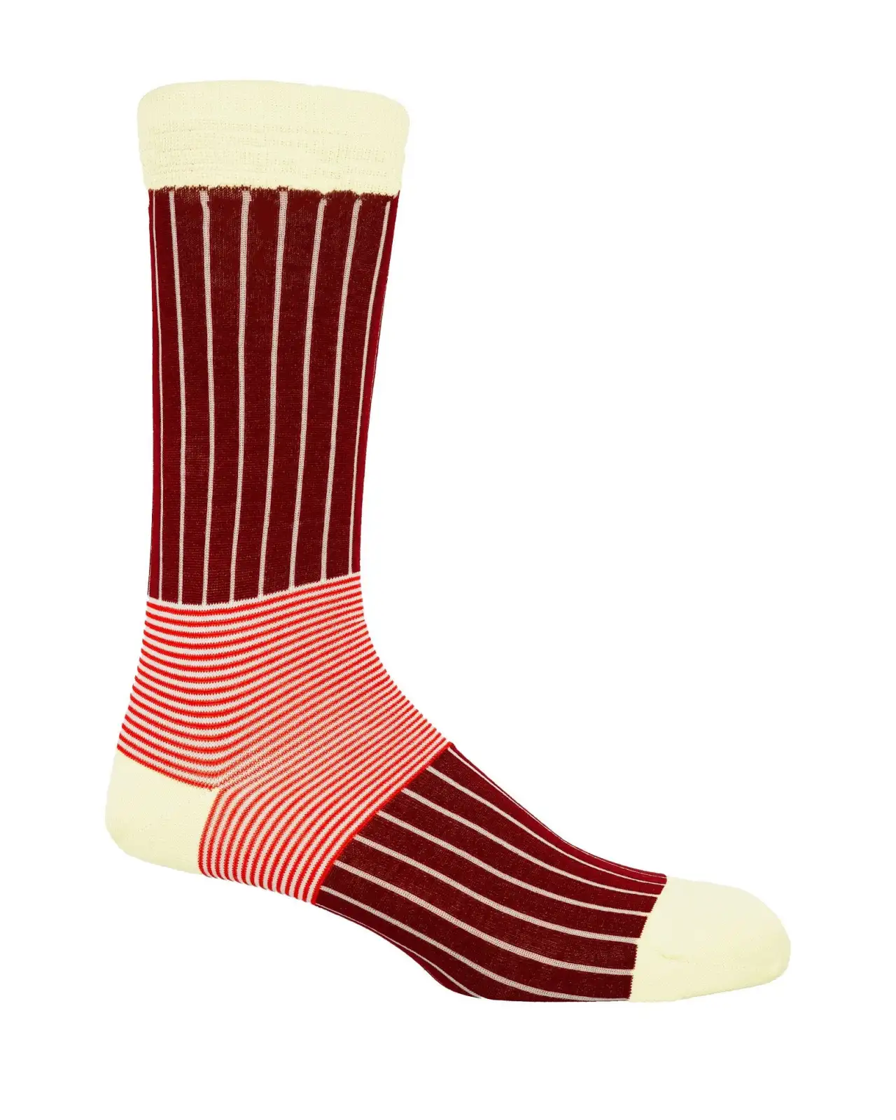 Men PEPER HAROW Oxford Stripe Mens Socks - Burgundy £16.00