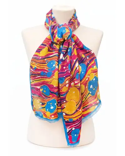Scarves Fox and Chave Marbled Book End Herringbone Bamboo Scarf £32.00