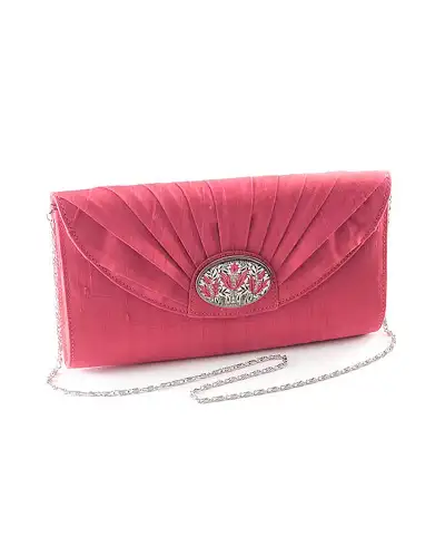 Bags Fox and Chave Pink Silk Cameo Clutch Bag - Morris Bourne £23.00