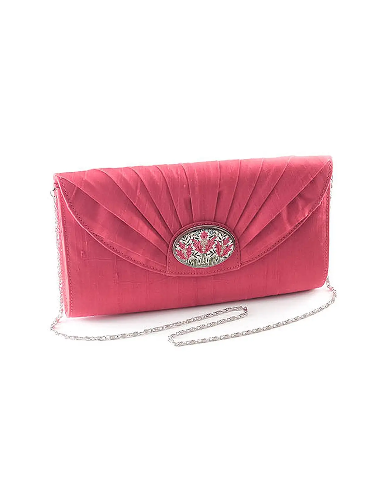 Bags Fox and Chave Pink Silk Cameo Clutch Bag - Morris Bourne £23.00