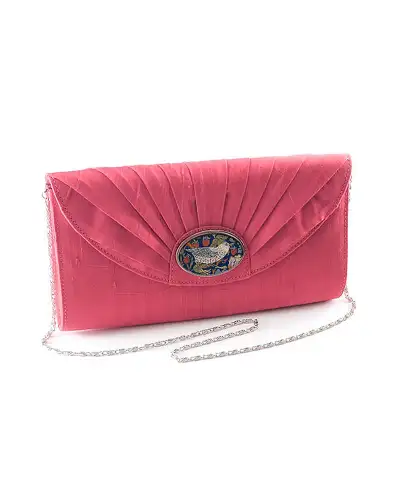 Bags Fox and Chave Pink Silk Cameo Clutch Bag - Morris Bourne £23.00