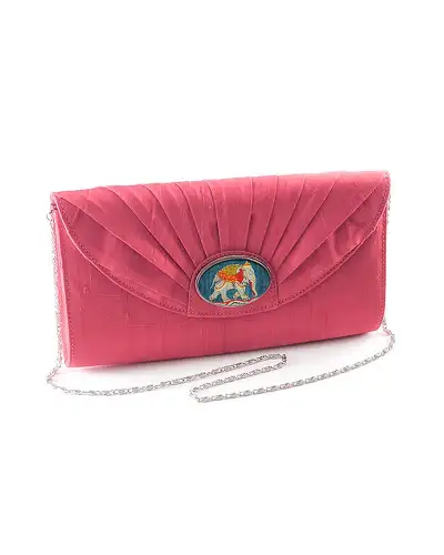 Bags Fox and Chave Pink Silk Cameo Clutch Bag - Morris Bourne £23.00