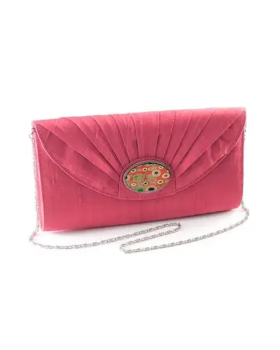 Bags Fox and Chave Pink Silk Cameo Clutch Bag - Morris Bourne £23.00