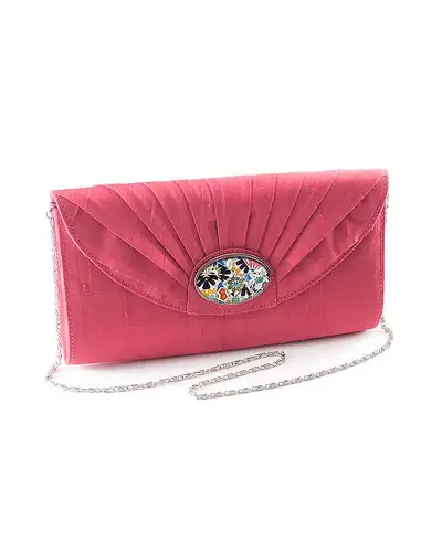 Bags Fox and Chave Pink Silk Cameo Clutch Bag - Morris Bourne £23.00