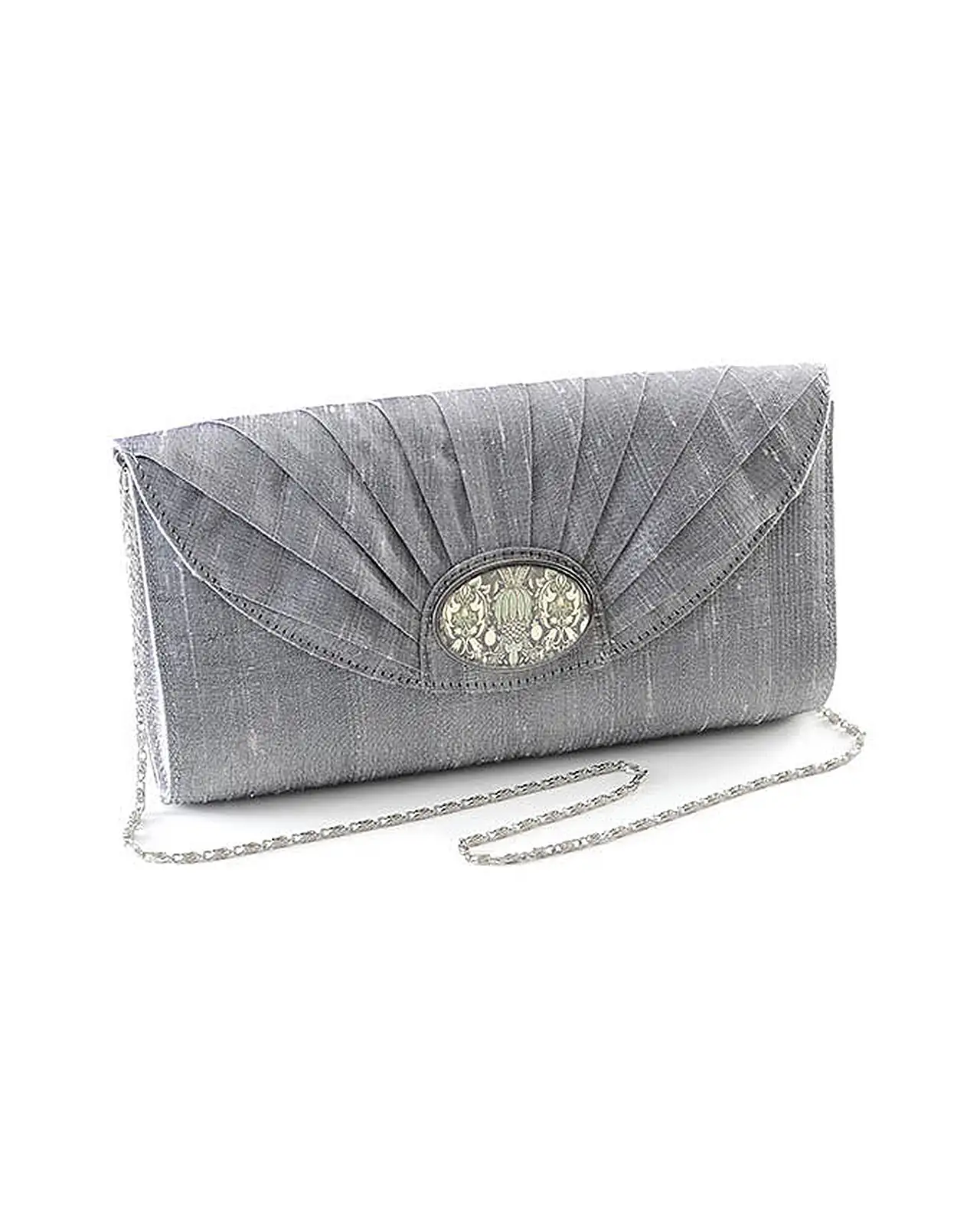 Bags Fox and Chave Silver Silk Cameo Clutch Bag - Morris Broche £23.00