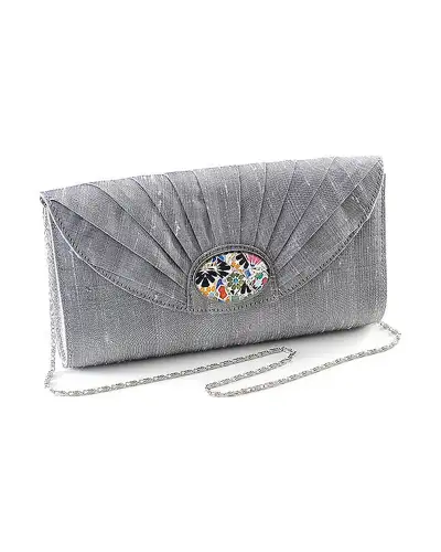 Bags Fox and Chave Silver Silk Cameo Clutch Bag - Morris Broche £23.00